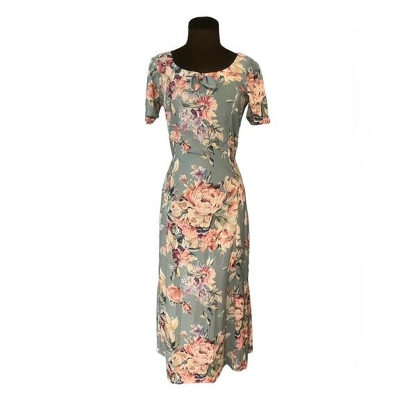 Vtg 90s Cottage Core Floral Maxi Bow Front Dress S Shabby Chic Coquette Femme - Picture 1 of 7